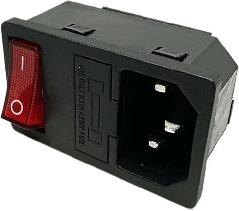 1 قطعة LZ-14-F15 C14 لوحة شنت المكونات مدخل التيار المتردد وحدة 3 دبابيس مقبس الطاقة مع 5X20MM 10A الصمامات والأحمر 250 فولت LED الروك التبديل in Saudi Arabia