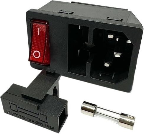 1 قطعة LZ-14-F15 C14 لوحة شنت المكونات مدخل التيار المتردد وحدة 3 دبابيس مقبس الطاقة مع 5X20MM 10A الصمامات والأحمر 250 فولت LED الروك التبديل in Saudi Arabia