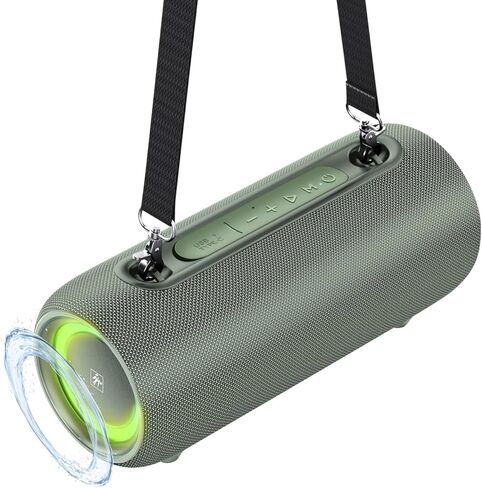 Fisher Bluetooth Wireless Portable Speaker 26W PEAK Power Boombox w HD Sound & Lights, IPX5 Water Resistant, Strap Handle, 7H Playtime, TWS Pairing, BT 5.3, Built-in Mic and Hands-Free Calling|Outdoor in Kuwait