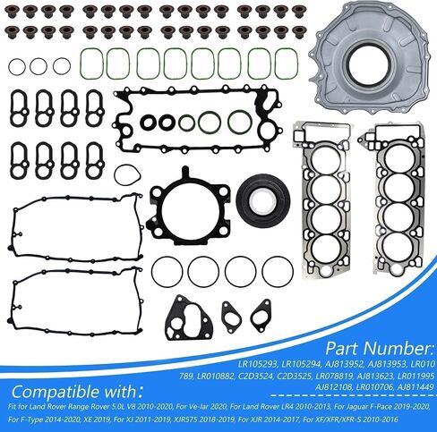 Engine Cylinder Head Gasket Set AJ133 Fits for Jaguar XJ XF/XFR/XFR-S 2010-2016 for Land Rover LR4 Range Rover 5.0L V8 2010-2020 Replace LR105293 LR105294 AJ813952 in Saudi Arabia