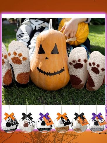 12 Pairs Halloween Fuzzy Socks Gift Set Funny Fuzzy Socks Boo Spooky Basket Stuffers Gift for Halloween in Saudi Arabia