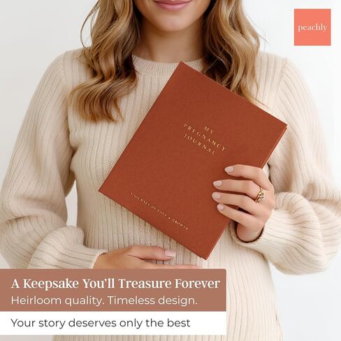 Peachly Pregnancy Journal - Linen Pregnancy Book to Capture Every Milestone - Pregnancy Must Haves - Baby Book Keepsake For Expecting First Time Moms and Experienced Moms in Kuwait