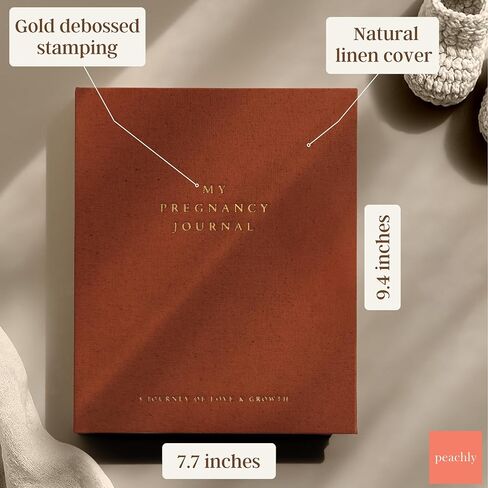 Peachly Pregnancy Journal - Linen Pregnancy Book to Capture Every Milestone - Pregnancy Must Haves - Baby Book Keepsake For Expecting First Time Moms and Experienced Moms in Kuwait