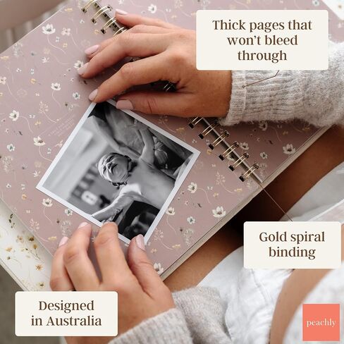 Peachly Pregnancy Journal - Linen Pregnancy Book to Capture Every Milestone - Pregnancy Must Haves - Baby Book Keepsake For Expecting First Time Moms and Experienced Moms in Kuwait
