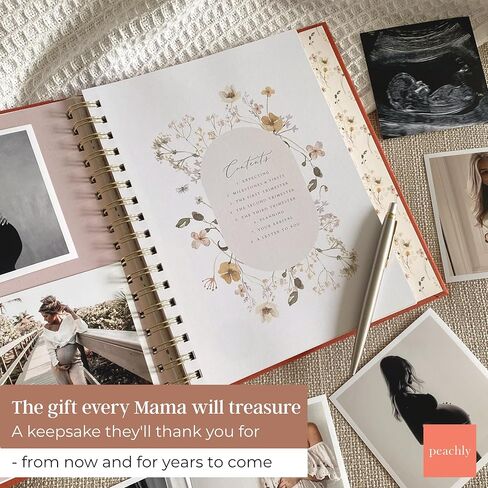 Peachly Pregnancy Journal - Linen Pregnancy Book to Capture Every Milestone - Pregnancy Must Haves - Baby Book Keepsake For Expecting First Time Moms and Experienced Moms in Kuwait