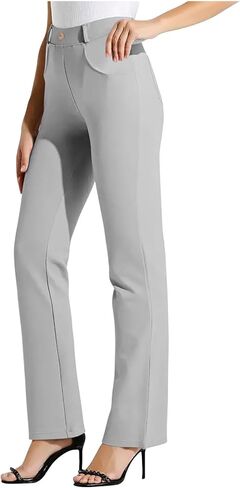 Dress Pants Women Business Casual Petite Work Trousers Button Stretchy Lightweight Pull On Office Slacks with Pockets in Saudi Arabia