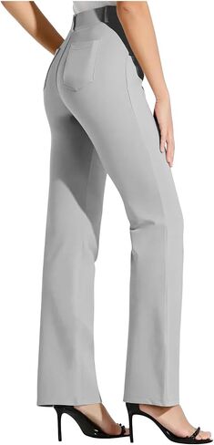 Dress Pants Women Business Casual Petite Work Trousers Button Stretchy Lightweight Pull On Office Slacks with Pockets in Saudi Arabia