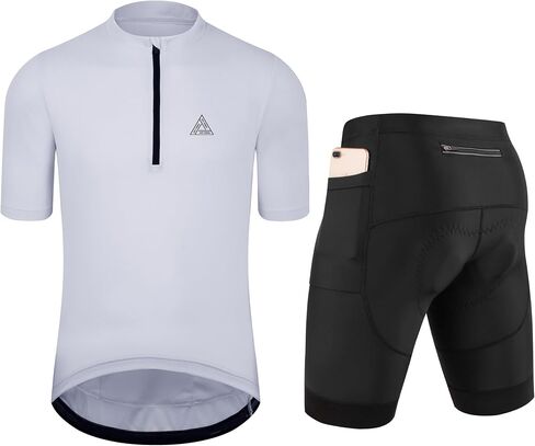 Men's Cycling Jersey 1/3 Zipper Cycling Clothing Set Solid Color Club Fit, Bike Jersey and Shorts Zipper Pocket in Kuwait