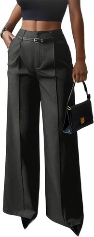 LKOUS High Waisted Work Pants for Women Casual Business Straight Leg Office Dress Pants Trousers with Pockets in Saudi Arabia
