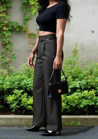 LKOUS High Waisted Work Pants for Women Casual Business Straight Leg Office Dress Pants Trousers with Pockets in Saudi Arabia
