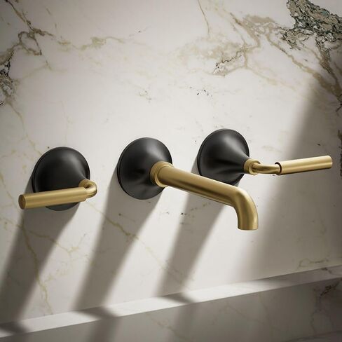 Kohler T26439-4-2MB Tone Wall-Mount Bathroom Sink Faucet Set, Bathroom Faucet with Two Lever Handles, Vibrant Brushed Moderne Brass in Saudi Arabia