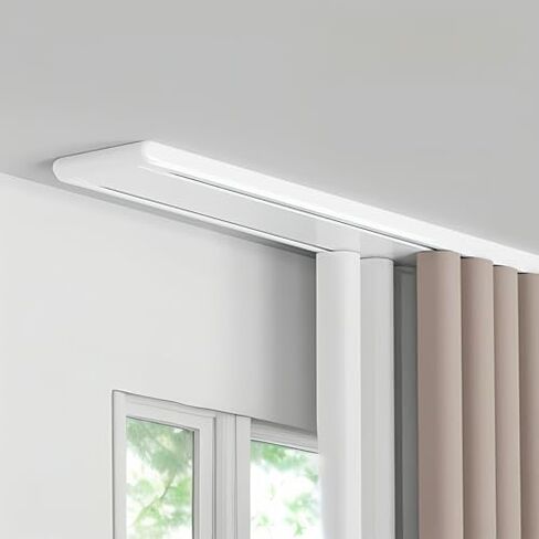 Silent Double Slide Curtain Track - 3.1m (10.2ft) Ceiling Mount Aluminum Alloy with Hooks & Accessories - Perfect for Living Room, Bedroom & Room Divider (White) in Saudi Arabia