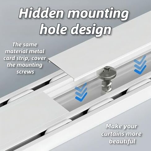 Silent Double Slide Curtain Track - 3.1m (10.2ft) Ceiling Mount Aluminum Alloy with Hooks & Accessories - Perfect for Living Room, Bedroom & Room Divider (White) in Saudi Arabia