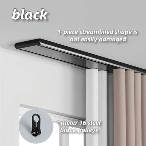 Silent Double Slide Curtain Track - 3.1m (10.2ft) Ceiling Mount Aluminum Alloy with Hooks & Accessories - Perfect for Living Room, Bedroom & Room Divider (White) in Saudi Arabia