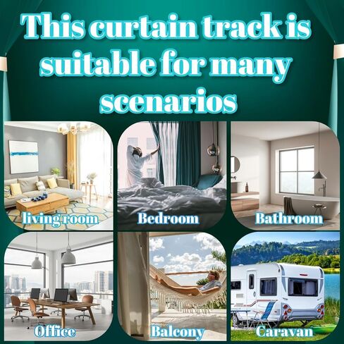 Double Curtain Track Set - Luxurious Conjoined Curtain Rails with Silent Rollers for Outdoor & Indoor Use - Ideal for Farmhouse, Bedroom, Living Room - White, 2.5m (8.2ft) in Saudi Arabia
