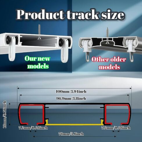 Double Curtain Track Set - Luxurious Conjoined Curtain Rails with Silent Rollers for Outdoor & Indoor Use - Ideal for Farmhouse, Bedroom, Living Room - White, 2.5m (8.2ft) in Saudi Arabia
