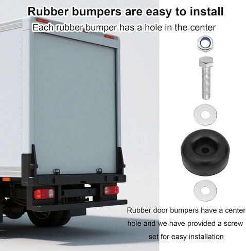 4pcs Trailer Ramp Door Rubber Bumpers, 2.5in Round Bump Truck Cargo Stops with Screws Nuts Spacers, Rubber Pads for Shock Absorption Replacement Parts Accessories in Saudi Arabia