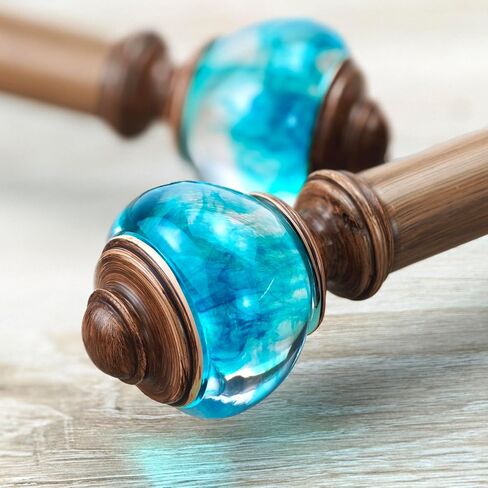 قضبان ستائر مفردة مقاس 1-1/8 بوصة من 72 إلى 144 بوصة، قضبان ستائر قابلة للتعديل لعرض النافذة من 68 إلى 140 بوصة، تشطيبات شفافة ضبابية سماوية مائية، لون الخشب الصناعي (الكستناء) in Kuwait