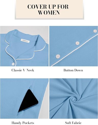 Bsubseach Terry Cloth Cover Up - Women Long Sleeve Button Down Bathing Suit Cover Ups Swim Robes with Pockets in Saudi Arabia