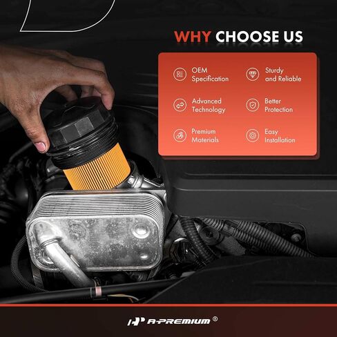 A-Premium Engine Oil Filter Housing Cap Cover Compatible with Dodge Sprinter 2500 3500 2003-2006 & Freightliner Sprinter 2500 3500 2002-2006, 2.7L, with Filter in Saudi Arabia