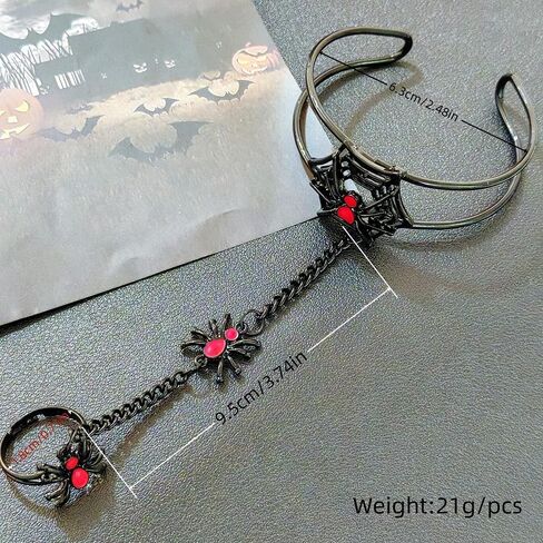 Vintage Spider Finger Ring Bangle Cuff Bracelet for Women Personalized Animal Chain Tassel Adjustable Open Cuffs Layered Bracelets Punk Jewelry Gifts Halloween Accessories in Saudi Arabia