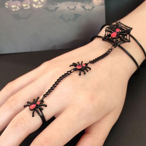 Vintage Spider Finger Ring Bangle Cuff Bracelet for Women Personalized Animal Chain Tassel Adjustable Open Cuffs Layered Bracelets Punk Jewelry Gifts Halloween Accessories in Saudi Arabia