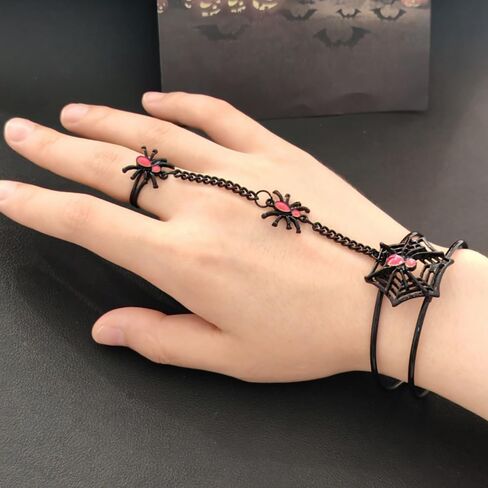 Vintage Spider Finger Ring Bangle Cuff Bracelet for Women Personalized Animal Chain Tassel Adjustable Open Cuffs Layered Bracelets Punk Jewelry Gifts Halloween Accessories in Saudi Arabia