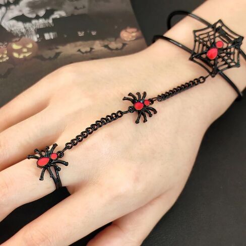 Vintage Spider Finger Ring Bangle Cuff Bracelet for Women Personalized Animal Chain Tassel Adjustable Open Cuffs Layered Bracelets Punk Jewelry Gifts Halloween Accessories in Saudi Arabia
