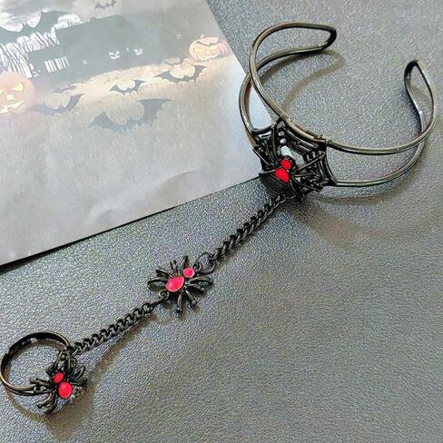 Vintage Spider Finger Ring Bangle Cuff Bracelet for Women Personalized Animal Chain Tassel Adjustable Open Cuffs Layered Bracelets Punk Jewelry Gifts Halloween Accessories in Saudi Arabia