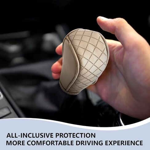 vvag Leather Car Gear Shift Knob Cover,Anti-Slip Handle Cover for Shift Lever Protection,Gear Stick Protector Universal Auto Interior Accessories for Most Cars, SUVs, Trucks (Black) in Saudi Arabia