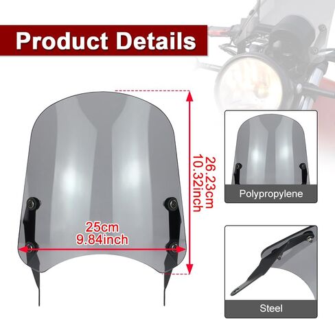 Xitomer Windshield Windscreen Compatible with Moto Guzzi V7 750 II III 2008-2020 Moto Guzzi V7 750 2 3, Moto Guzzi V7 850 2021-2024 Motorcycle Windshield with Bracket headlight Mount (Grey) in Saudi Arabia