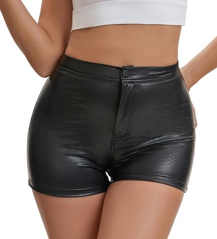 Women's High Waist Faux Leather Shorts Sexy PU Leather Matt Shorts in Kuwait