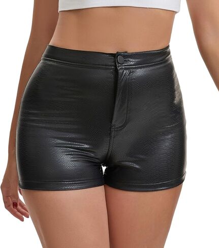 Women's High Waist Faux Leather Shorts Sexy PU Leather Matt Shorts in Kuwait