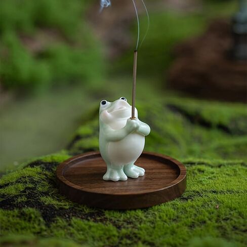 Frog Incense Holder for Sticks, Ceramic Incense Holder Cute Frog Figurines Incense Stick Holder, Insence-Sticks Burner Incense Burner Holder for Yoga Meditation Home Office Decor (without Ash Catcher) in Saudi Arabia