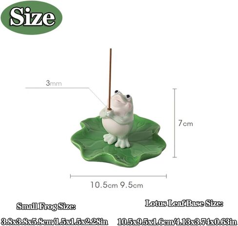 Frog Incense Holder for Sticks, Ceramic Incense Holder Cute Frog Figurines Incense Stick Holder, Insence-Sticks Burner Incense Burner Holder for Yoga Meditation Home Office Decor (without Ash Catcher) in Saudi Arabia