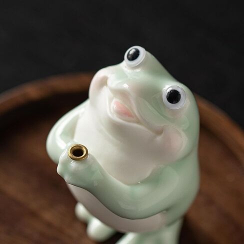 Frog Incense Holder for Sticks, Ceramic Incense Holder Cute Frog Figurines Incense Stick Holder, Insence-Sticks Burner Incense Burner Holder for Yoga Meditation Home Office Decor (without Ash Catcher) in Saudi Arabia