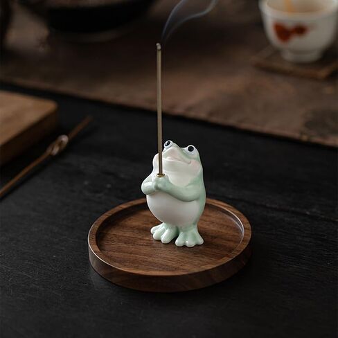 Frog Incense Holder for Sticks, Ceramic Incense Holder Cute Frog Figurines Incense Stick Holder, Insence-Sticks Burner Incense Burner Holder for Yoga Meditation Home Office Decor (without Ash Catcher) in Saudi Arabia