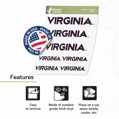 Desert Cactus University of Virginia Cavaliers UVA Wahoos Stickers Vinyl Decals Laptop Water Bottle Car Scrapbook T3 (Type 3-1) in Saudi Arabia
