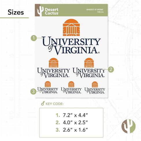Desert Cactus University of Virginia Cavaliers UVA Wahoos Stickers Vinyl Decals Laptop Water Bottle Car Scrapbook T3 (Type 3-1) in Saudi Arabia