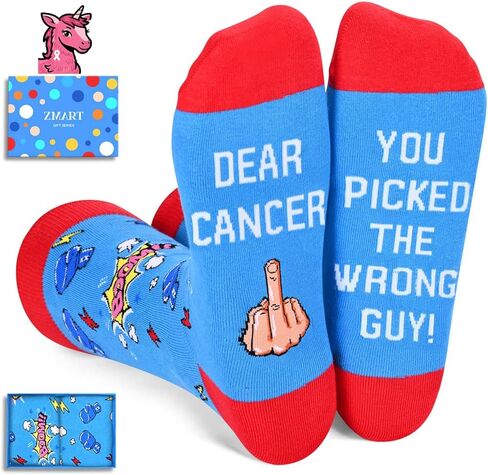 Zmart Breast Cancer Gifts - Women Men Cancer Awareness Chemo Socks for Survivors after Surgery in Saudi Arabia