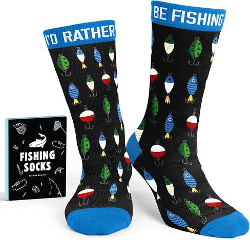 VICRAZY Fishing Gifts for Men - Fly Fishing Accessories Themed Funny Socks, Birthday Gifts for Men, Unique Gift for Dad, Cool gifts for Dads, Ideal for Any Occasion, Soft and Comfortable in Saudi Arabia