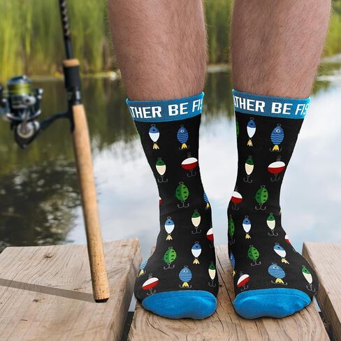 VICRAZY Fishing Gifts for Men - Fly Fishing Accessories Themed Funny Socks, Birthday Gifts for Men, Unique Gift for Dad, Cool gifts for Dads, Ideal for Any Occasion, Soft and Comfortable in Saudi Arabia