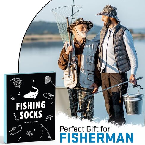 VICRAZY Fishing Gifts for Men - Fly Fishing Accessories Themed Funny Socks, Birthday Gifts for Men, Unique Gift for Dad, Cool gifts for Dads, Ideal for Any Occasion, Soft and Comfortable in Saudi Arabia