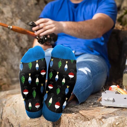VICRAZY Fishing Gifts for Men - Fly Fishing Accessories Themed Funny Socks, Birthday Gifts for Men, Unique Gift for Dad, Cool gifts for Dads, Ideal for Any Occasion, Soft and Comfortable in Saudi Arabia