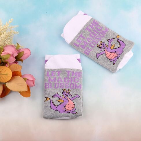 G2TUP Purple Dragon Socks Cartoon Movie Fans Gift Let The Magic Blossom Purple Dragon Socks in Saudi Arabia