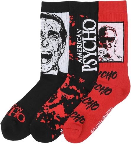 Bioworld American Psycho Norman Bates Men's 3-Pair Athletic Crew Socks in Saudi Arabia