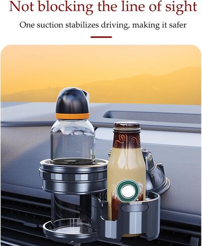 Car Recessed Folding Cup Drink Holder, Sturdy Vehicle Console Water Bottle Can Holder with Suction Cup, Adjustable Automotive Beverage Organizer, Universal for Truck Bus Crane (Gray) in Saudi Arabia