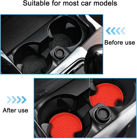 4PCS Car Cup Coaster, Non-Slip Silicone Vehicle Cup Holder Insert Mat, Anti Dust Auto Interior Insulation Cup Holder Embedded in Ornaments Pad Accessories, Universal for Most Cars (Black) in Saudi Arabia