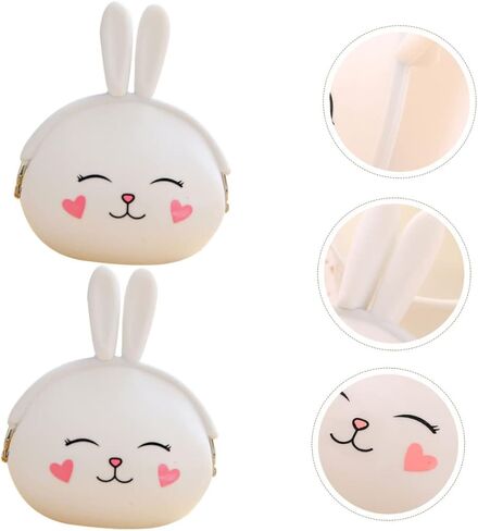 NOLITOY 2pcs Silicone Bunny Purse Wallet Cute Cartoon Design Change Pouch for Women Girls for Shopping Travel and Everyday Use in Saudi Arabia