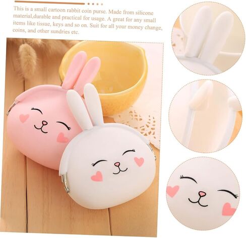 NOLITOY 2pcs Silicone Bunny Purse Wallet Cute Cartoon Design Change Pouch for Women Girls for Shopping Travel and Everyday Use in Saudi Arabia